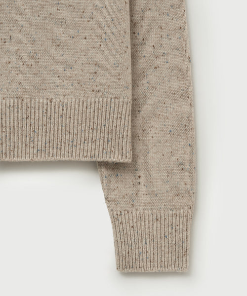 (W) Classic Turtle Neck Mix Knit Oatmeal