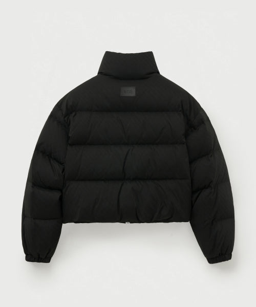 (W) Loren Jacquard Crop Duck Down Padding Black