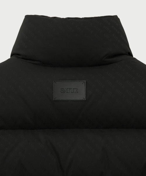 (W) Loren Jacquard Crop Duck Down Padding Black