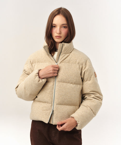 (W) Knit Puffer Duck Down Padding Cream