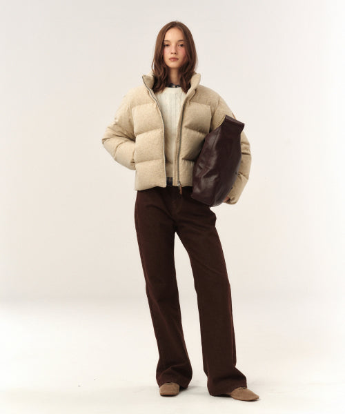 (W) Knit Puffer Duck Down Padding Cream