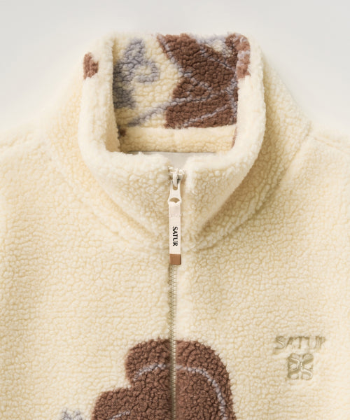 Angel Fleece Zip-up Cream Brown