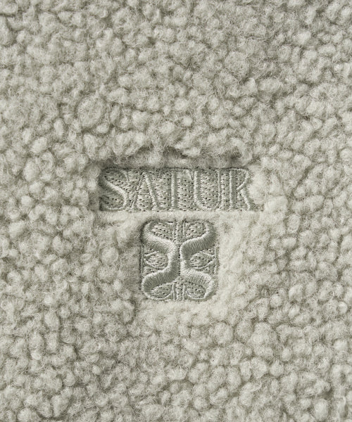 (W) Shearling Fleece Hood Zip-up Khaki