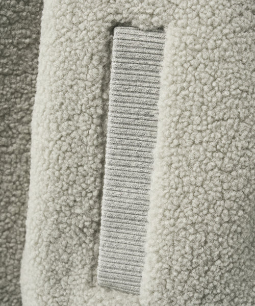 (W) Shearling Fleece Hood Zip-up Khaki