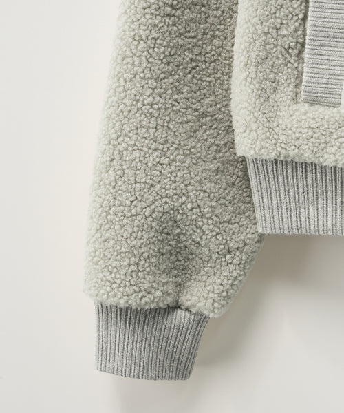 (W) Shearling Fleece Hood Zip-up Khaki
