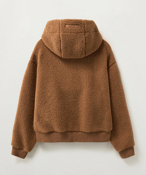 (W) Shearling Fleece Hood Zip-up Brown