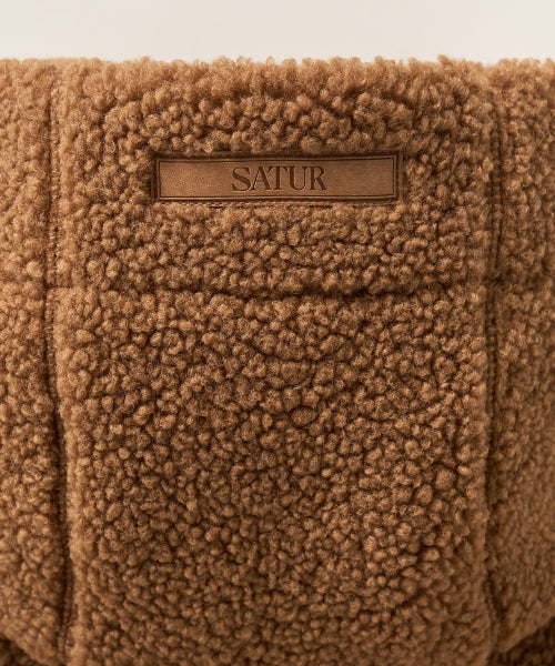 (W) Shearling Fleece Hood Zip-up Brown