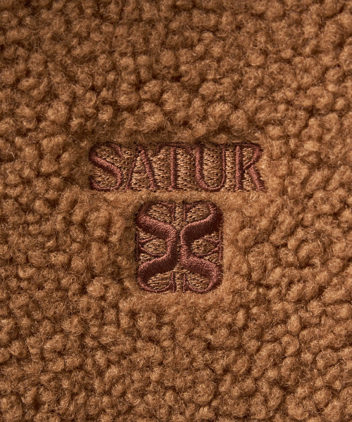 (W) Shearling Fleece Hood Zip-up Brown