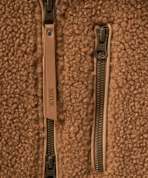 (W) Shearling Fleece Hood Zip-up Brown