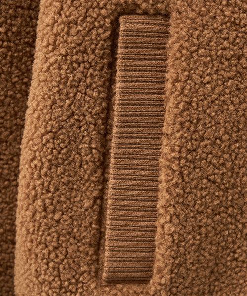 (W) Shearling Fleece Hood Zip-up Brown