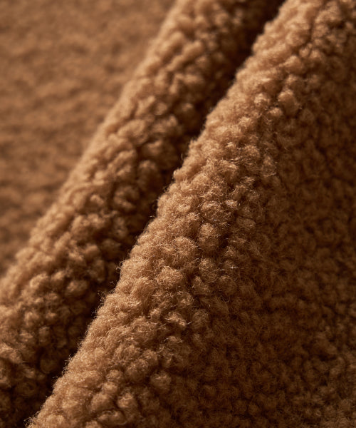 (W) Shearling Fleece Hood Zip-up Brown