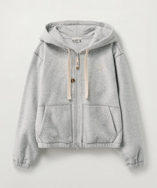 (W) Teo Brushed Fleece Hood Zip-up Melange Gray