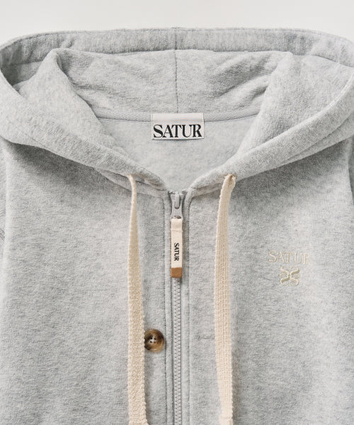 (W) Teo Brushed Fleece Hood Zip-up Melange Gray