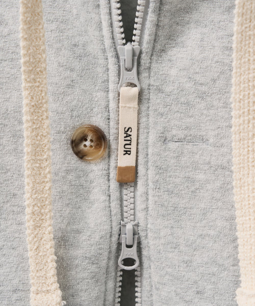 (W) Teo Brushed Fleece Hood Zip-up Melange Gray