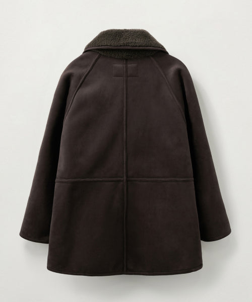 (W) Synthetic Shearling Loose Fit Jacket Dark Brown