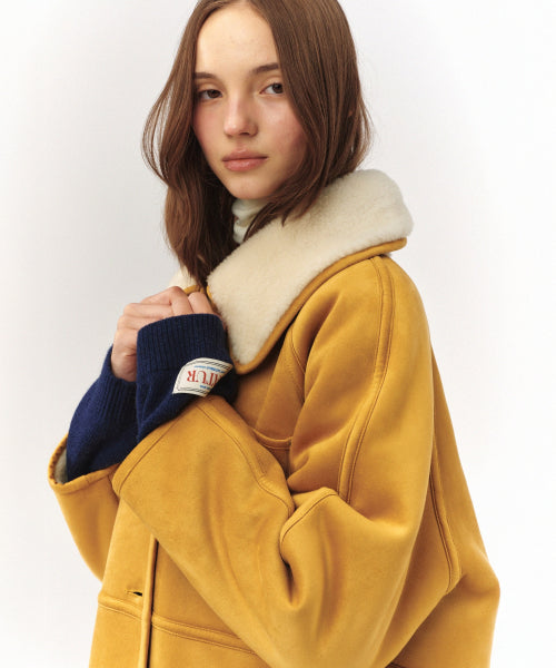 (W) Synthetic Shearling Loose Fit Jacket Light Beige
