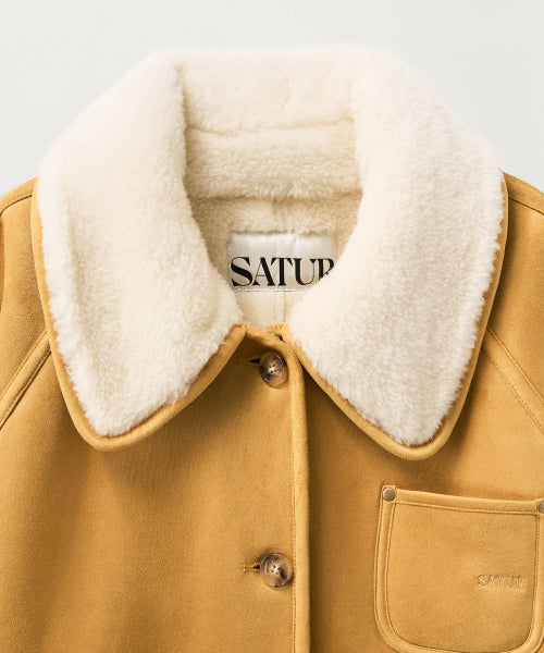 (W) Synthetic Shearling Loose Fit Jacket Light Beige