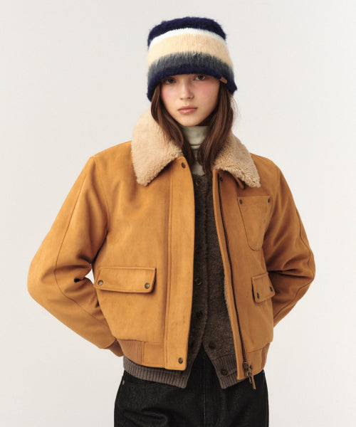 (W) Synthetic Suede Blouson Jumper Camel