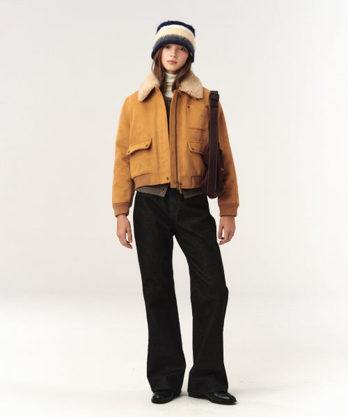 (W) Synthetic Suede Blouson Jumper Camel