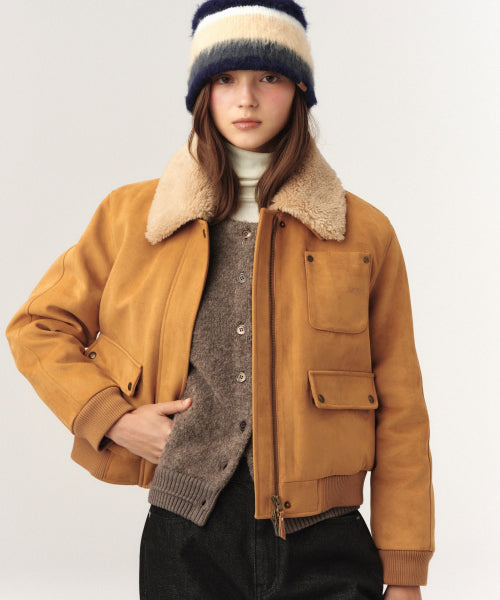 (W) Synthetic Suede Blouson Jumper Camel