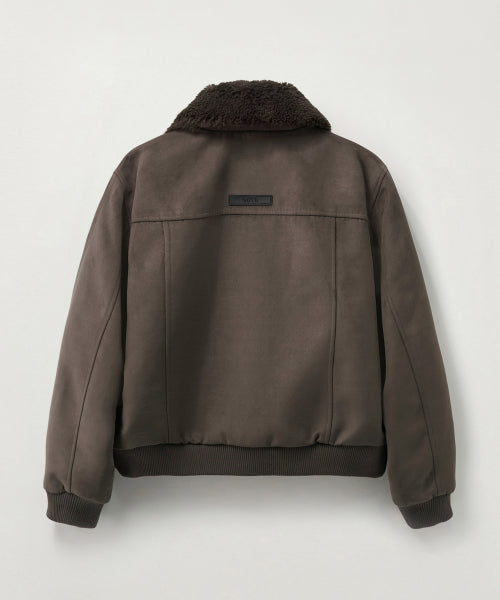 (W) Synthetic Suede Blouson Jumper Dark Brown