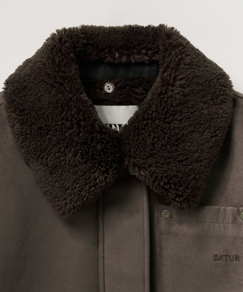 (W) Synthetic Suede Blouson Jumper Dark Brown