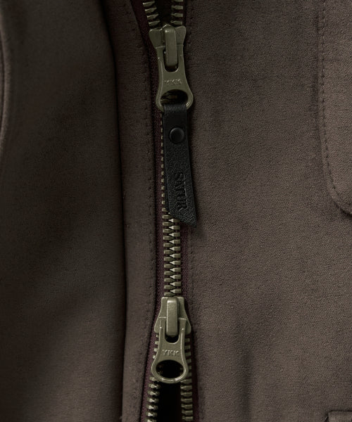 (W) Synthetic Suede Blouson Jumper Dark Brown