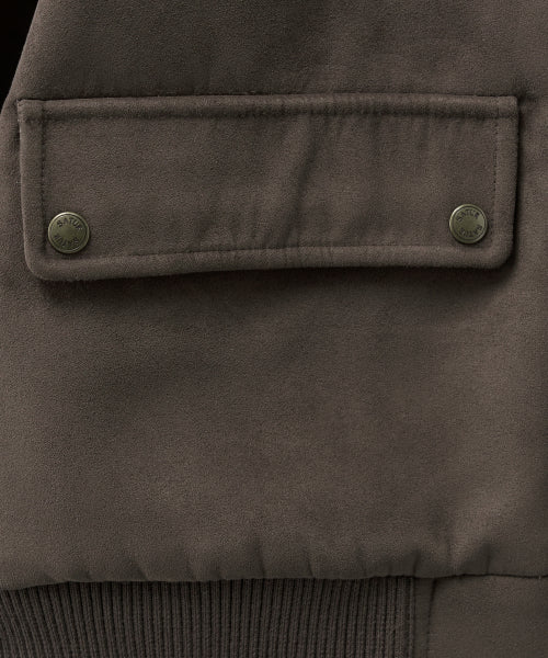 (W) Synthetic Suede Blouson Jumper Dark Brown