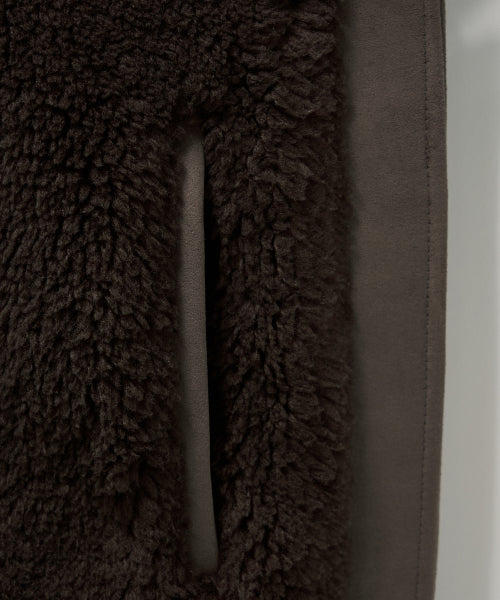 (W) Synthetic Suede Blouson Jumper Dark Brown