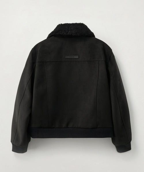 (W) Synthetic Suede Blouson Jumper Black