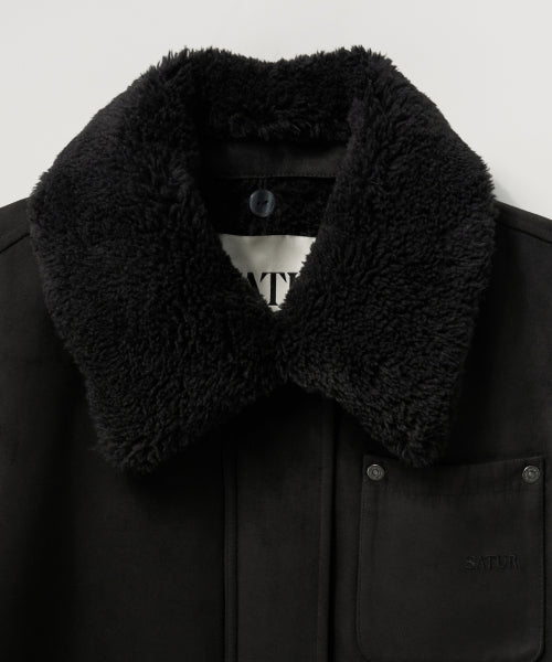 (W) Synthetic Suede Blouson Jumper Black