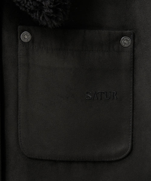 (W) Synthetic Suede Blouson Jumper Black