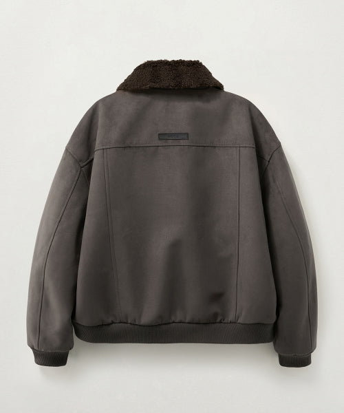 Synthetic Suede Blouson Jumper Dark Brown