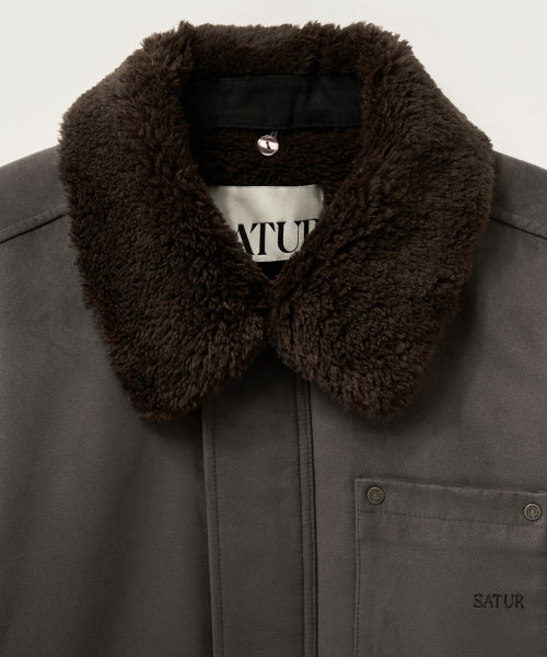 Synthetic Suede Blouson Jumper Dark Brown
