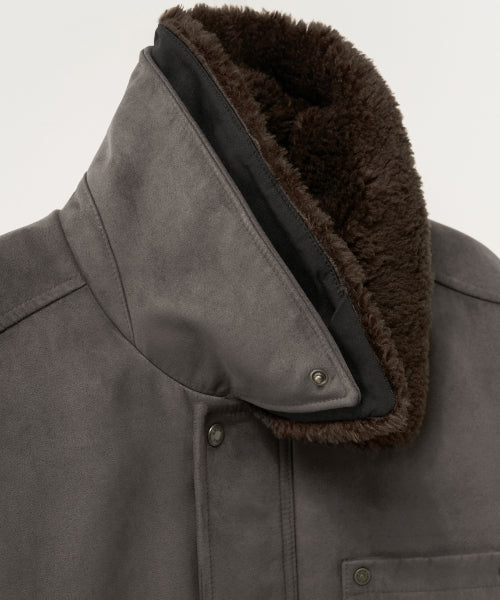 Synthetic Suede Blouson Jumper Dark Brown