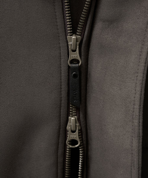 Synthetic Suede Blouson Jumper Dark Brown