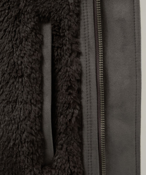 Synthetic Suede Blouson Jumper Dark Brown