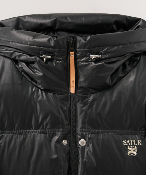 Hooded Puffer Duck Down Padding Black