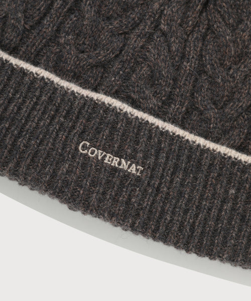 LOGO CABLE LAMBS WOOL BEANIE