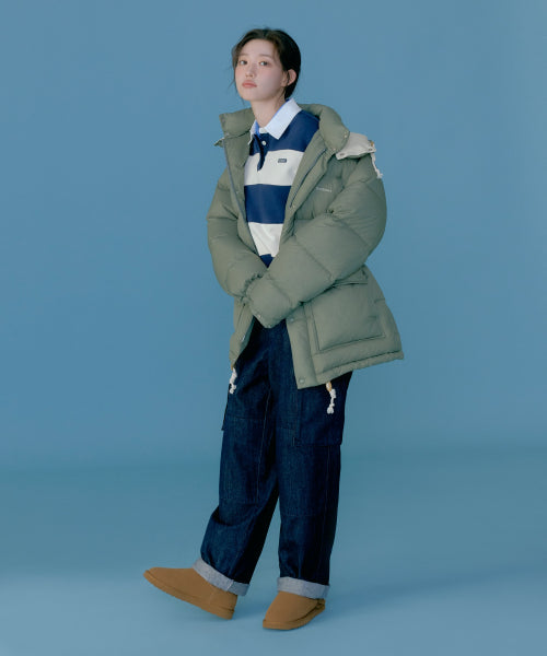 DETACHABLE HOOD MID DOWN JACKET
