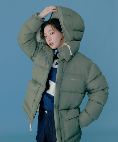 DETACHABLE HOOD MID DOWN JACKET