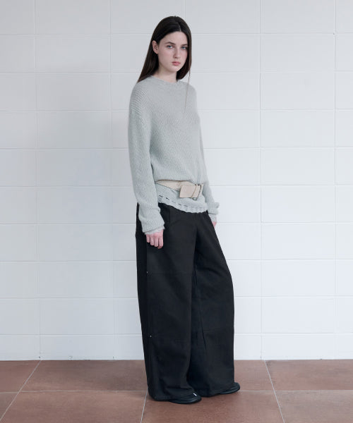 RIVET PINTUCK WIDE PANTS CHARCOAL