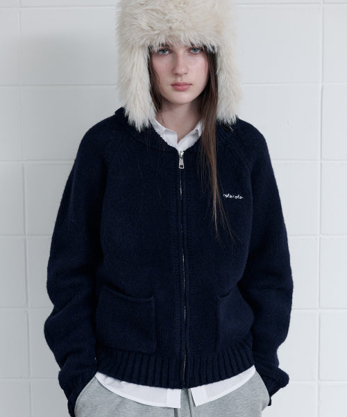 MAISON DE ROLA ZIP-UP KNIT NAVY
