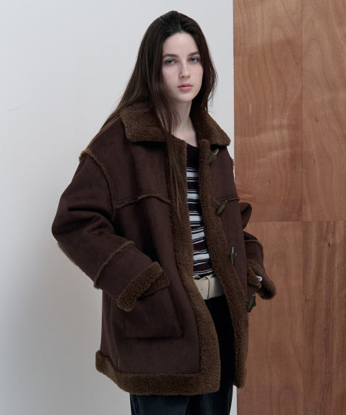 SUEDE MUSTANG HALF JACKET BROWN