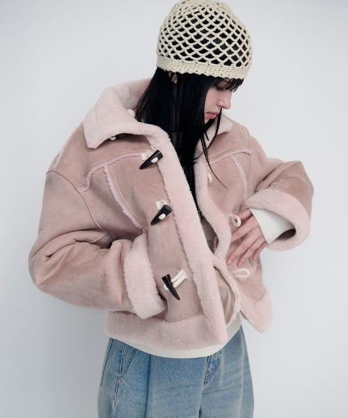 HIGH NECK SUEDE MUSTANG JACKET PINK