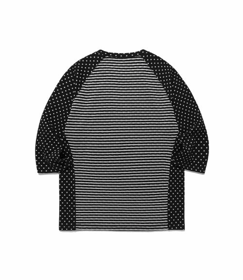 GAKIYA ISAMU STRIPE 3/4 SLEEVE TEE_BLACK(NG2FFUT551C)