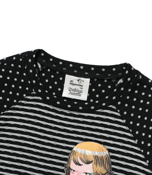GAKIYA ISAMU STRIPE 3/4 SLEEVE TEE_BLACK(NG2FFUT551C)
