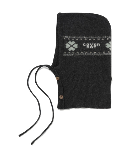 WOMAN CLOVER HEART JACQUARD ANGORA BALACLAVA