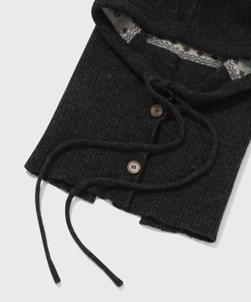 WOMAN CLOVER HEART JACQUARD ANGORA BALACLAVA