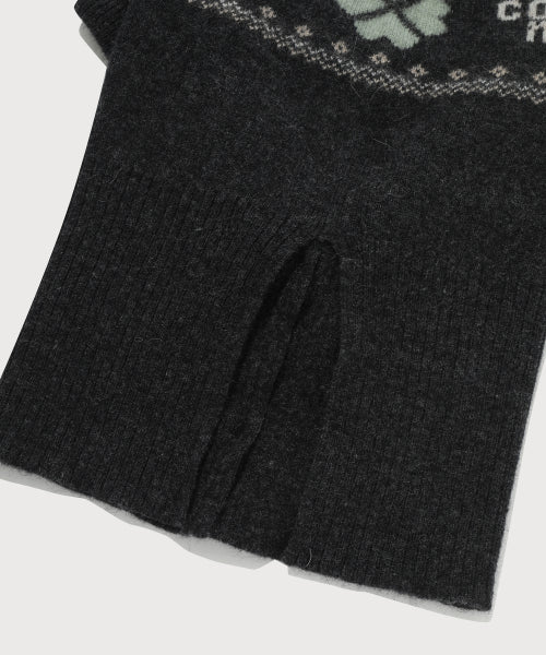 WOMAN CLOVER HEART JACQUARD ANGORA BALACLAVA